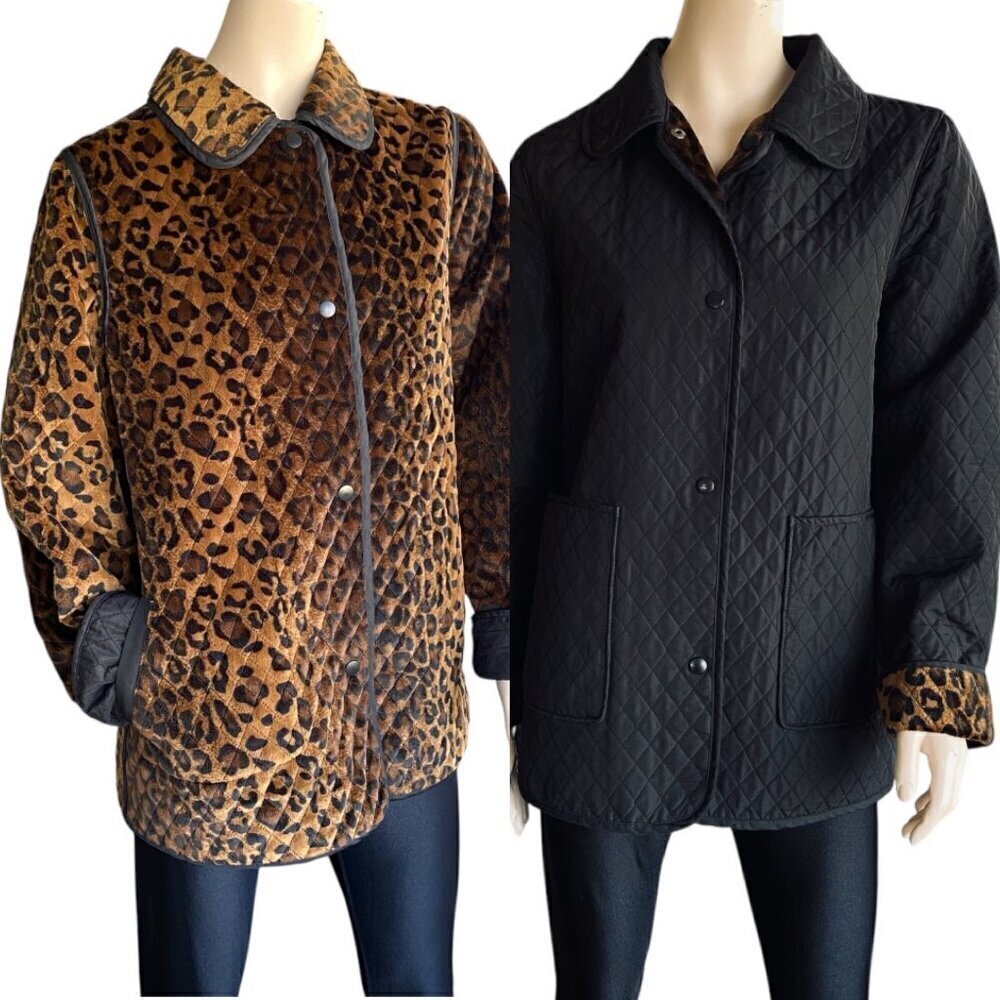 Reversible Leopard Print Quilted Jacket Oversized S​​